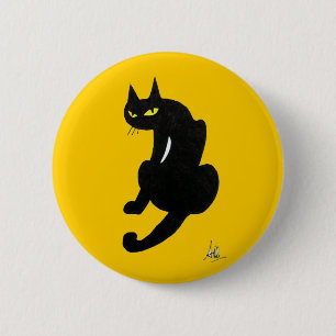 BLACK CAT HALLOWEEN PARTY 2 INCH ROUND BUTTON