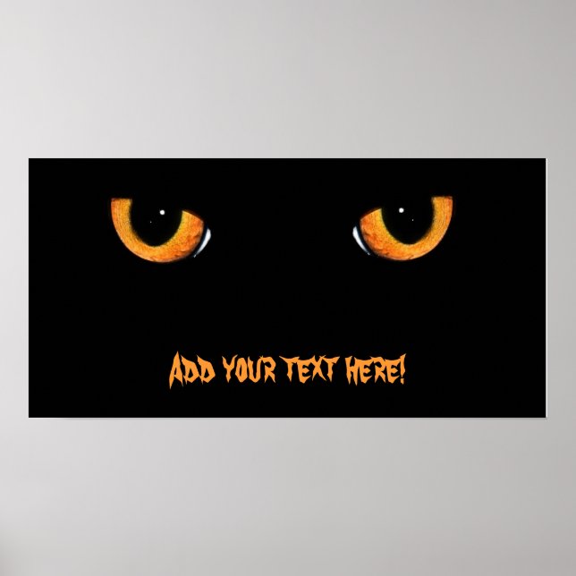 Black Cat Halloween Party Banner Poster (Front)