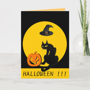 BLACK CAT HALLOWEEN PARTY CARD