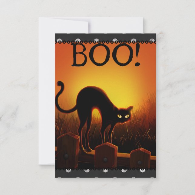 Black Cat Halloween Party Invitation (Front)