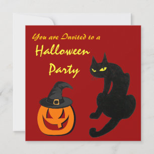 BLACK CAT HALLOWEEN PARTY INVITATION