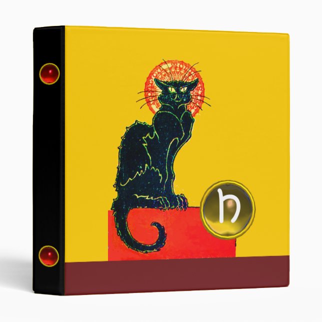 BLACK CAT HALLOWEEN PARTY MONOGRAM BINDER (Front/Spine)