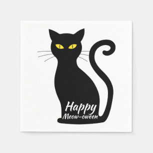 Black Cat Halloween Party Napkin
