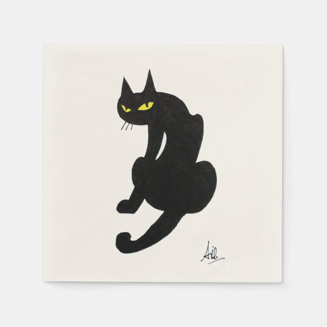 BLACK CAT HALLOWEEN PARTY NAPKIN (Front)