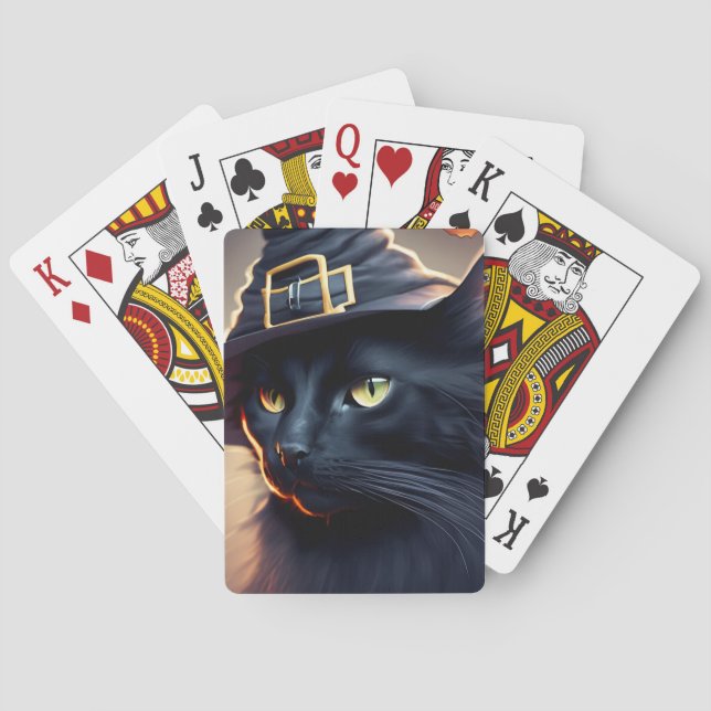 Black Cat Halloween Playing Cards (Back)