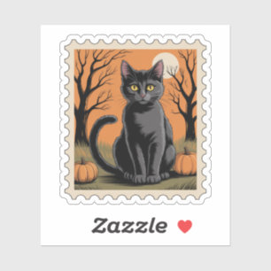 Black Cat Halloween Postage Stamp