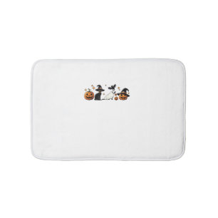 Black Cat Halloween Pumpkin Boo Ghost Witch Spooky Bath Mat