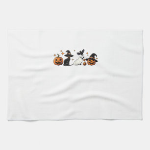 Black Cat Halloween Pumpkin Boo Ghost Witch Spooky Kitchen Towel