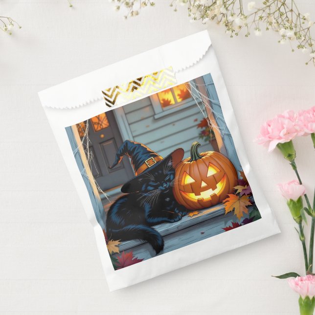 Black Cat Halloween Pumpkin Carving Party Favour Bag (Sealed)