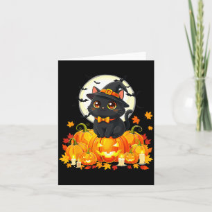 Black Cat Halloween Pumpkin Cat Card