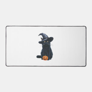 Black Cat Halloween Pumpkin Costume For Women Men Desk Mat