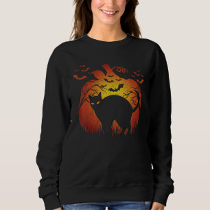 Black Cat Halloween Pumpkin Halloween Moon for Cat Sweatshirt