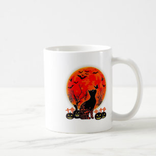 Black Cat Halloween Pumpkin Moon Spooy Coffee Mug