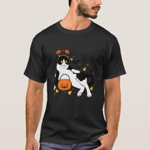 Black Cat Halloween Pumpkin Tuxedo Cat Funny T-Shirt