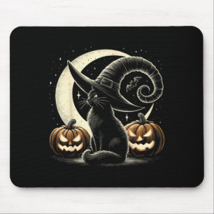 Black Cat Halloween Retro Pumpkin Costume Cat Mouse Pad