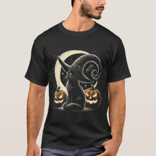 Black Cat Halloween Retro Pumpkin Costume Cat T-Shirt
