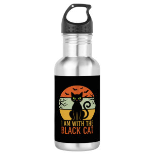 Black Cat Halloween Retro Sunset Design 532 Ml Water Bottle