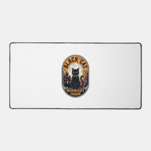 Black Cat Halloween Shirt Vintage Midnight Charm D Desk Mat