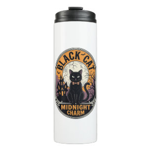 Black Cat Halloween Shirt Vintage Midnight Charm D Thermal Tumbler