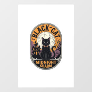 Black Cat Halloween Shirt Vintage Midnight Charm D Window Cling