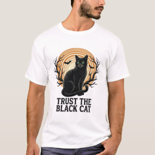 Black Cat Halloween Shirt Vintage Spooky Moon Cat 