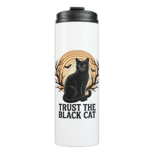 Black Cat Halloween Shirt Vintage Spooky Moon Cat Thermal Tumbler