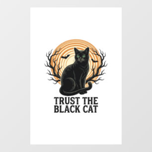 Black Cat Halloween Shirt Vintage Spooky Moon Cat Window Cling