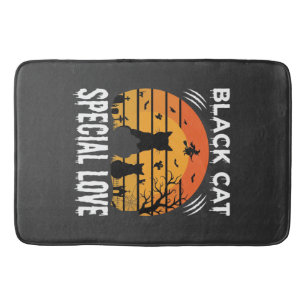 Black Cat Halloween Special Love Gothic Design Bath Mat