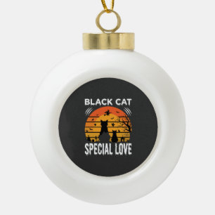 Black Cat Halloween Special Love Gothic Design Ceramic Ball Christmas Ornament