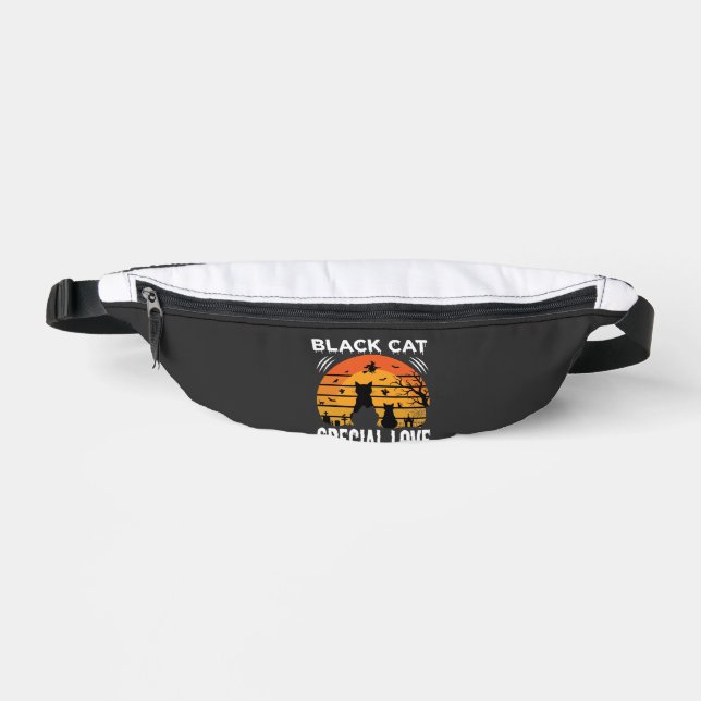 Black Cat Halloween Special Love Gothic Design Fanny Pack (Front)