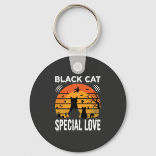 Black Cat Halloween Special Love Gothic Design Keychain