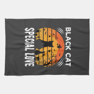 Black Cat Halloween Special Love Gothic Design Kitchen Towel
