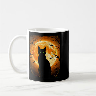 Black Cat Halloween Spooky Moon Cats Lover Men Coffee Mug