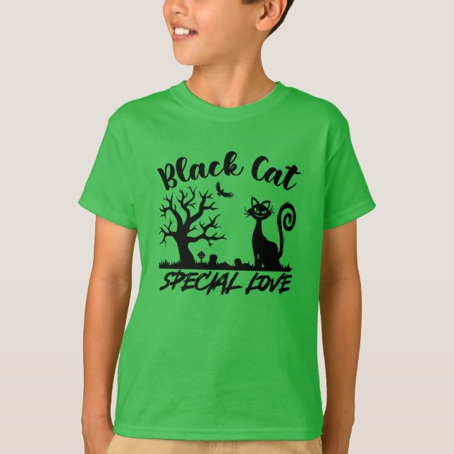 Black Cat Halloween T-Shirt (Front)