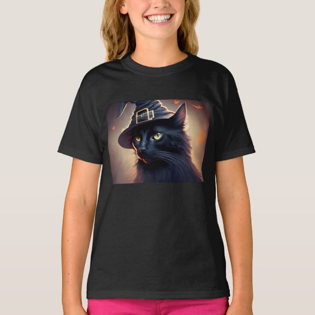 Black Cat Halloween T-Shirt (Front)