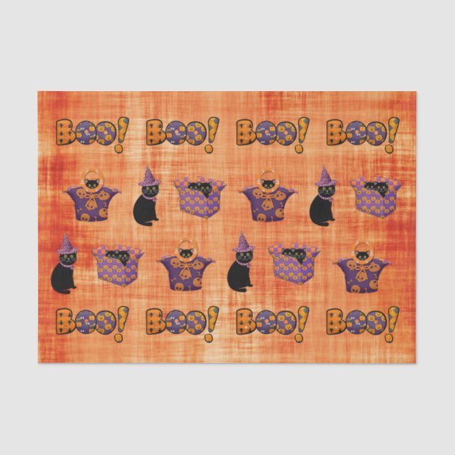 Black Cat Halloween  Tissue Paper (Front)
