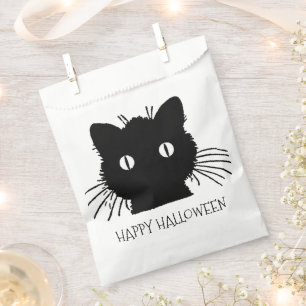Black Cat Halloween Treats Favour Bag