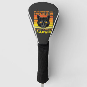 Black Cat Halloween Vintage Pumpkin Graphic Golf Head Cover