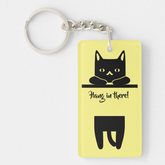 Black Cat, Hang in There! Keychain (Front)