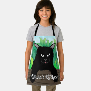 Black cat hanging, All-Over Small Print Apron
