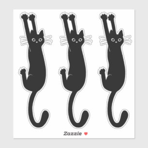 Black Cat Hanging On Funny Kitty Vinyl Stickers