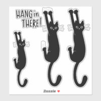 Black Cat Hanging On | Funny Kitty Vinyl Stickers