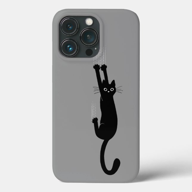 Black Cat Hanging On | Humourous Kitty Cat Case-Mate iPhone Case (Back)