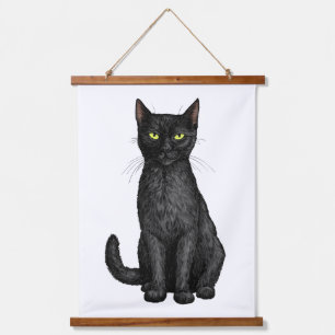Black cat hanging tapestry