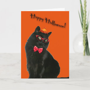 Black Cat Happy Halloween Card