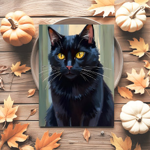Black Cat   Happy Halloween Spooky  Holiday Postcard