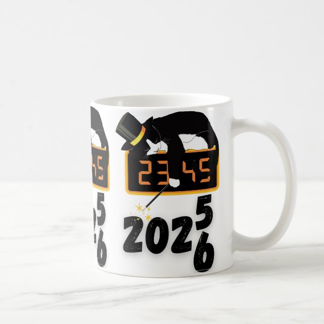 Black Cat happy new years  Coffee Mug (Right)
