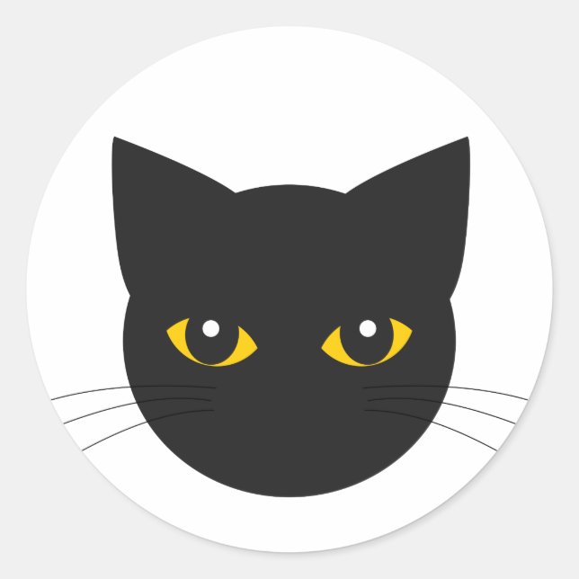 Black cat head Classic Round Sticker (Front)