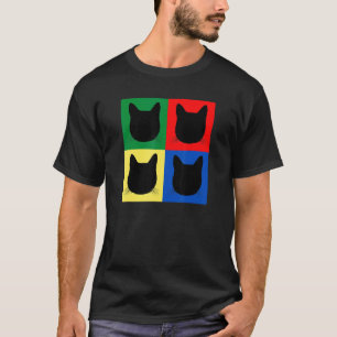 Black Cat Head Silhouette Squares  Tabby  Dad Mom T-Shirt