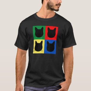 Black Cat Head Silhouette Squares  Tabby  Mom Dad T-Shirt